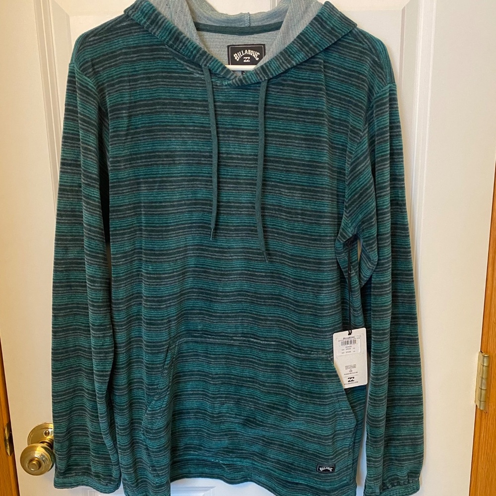 NWT Billabong hoodie - teal with stripes - men’s MEDIUM